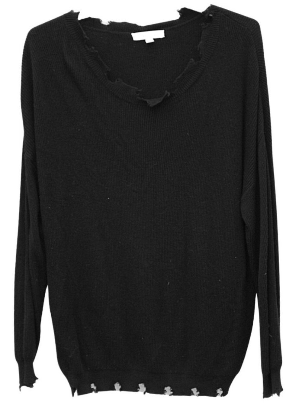 Honey Punch Black Raw Edge Sweater